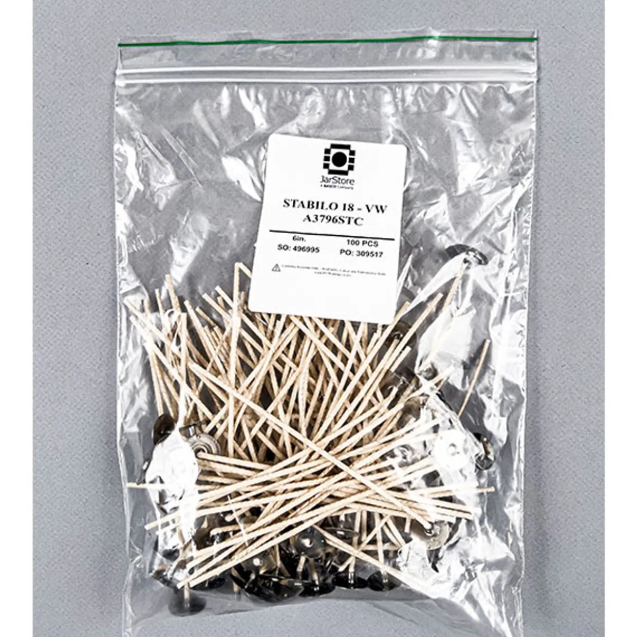 Jar Store CD-18 6" Pre-tabbed Wick | 100 Pack