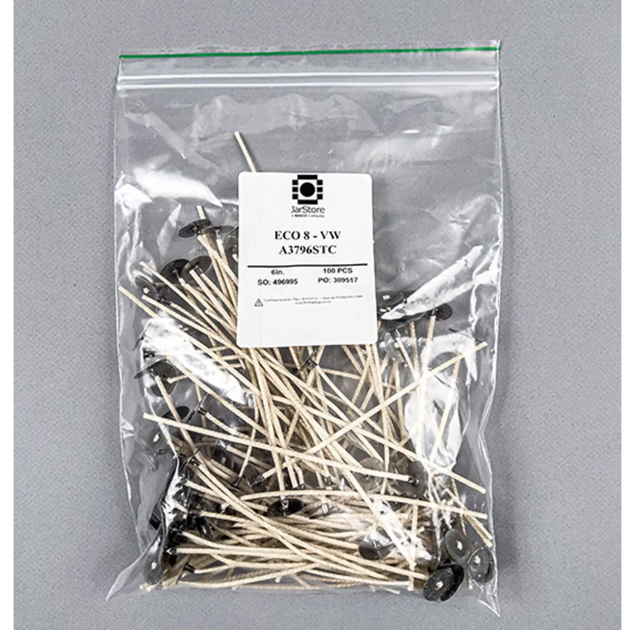 Jar Store ECO-8 6" Pre-tabbed Wick | 100 Pack