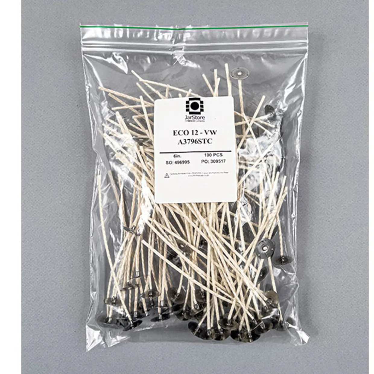 Jar Store ECO-12 6" Pre-tabbed Wick | 100 Pack