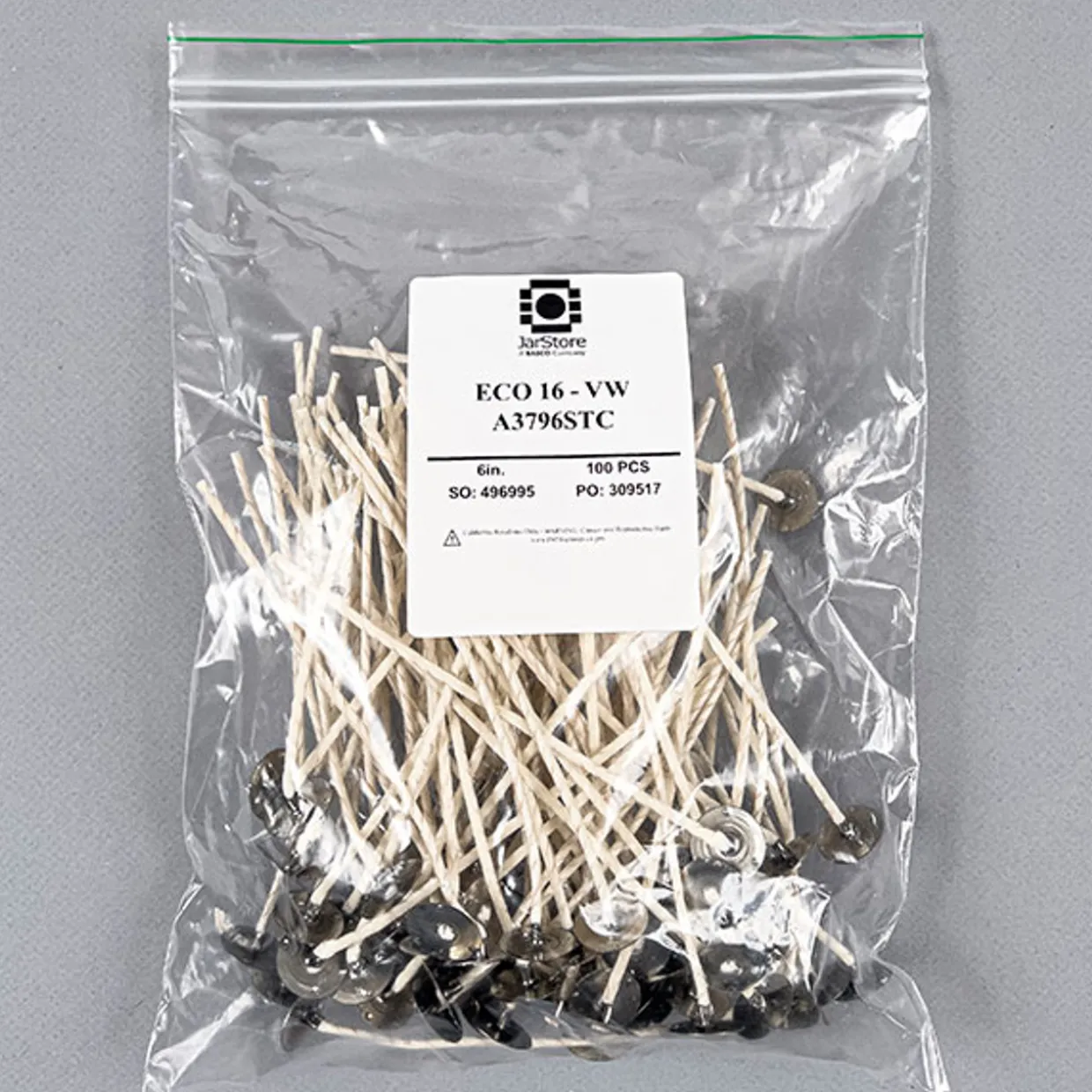 Jar Store ECO-16 6" Pre-tabbed Wick | 100 Pack