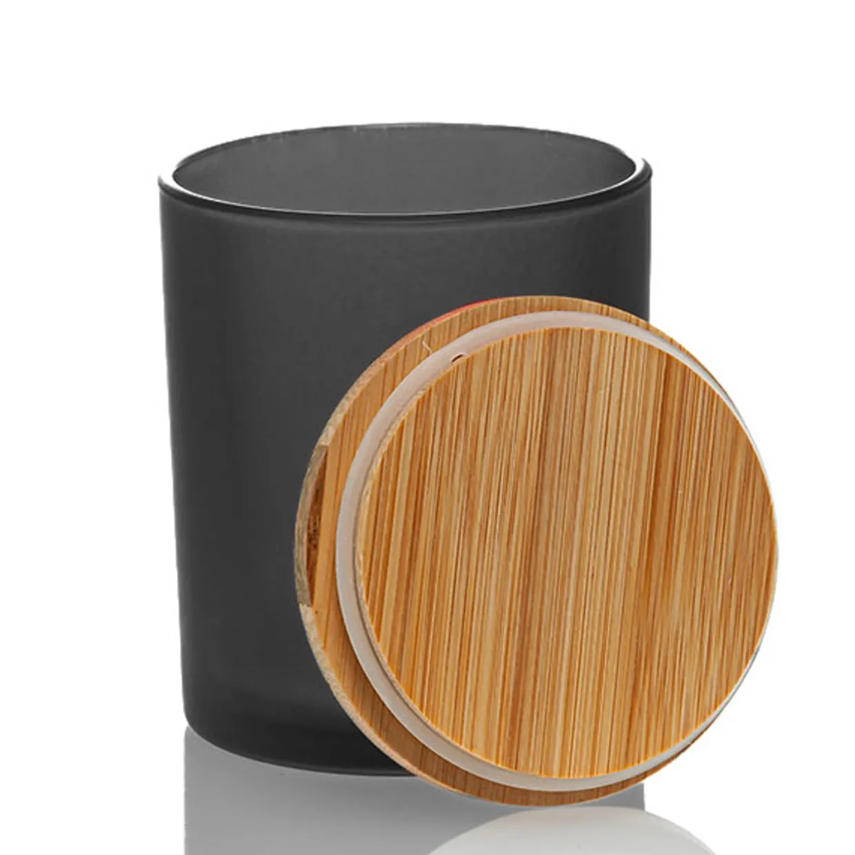 Jar Store Frosted Black Colored Candle Jar - 14.5 oz with Bamboo Lid | 12 Pack