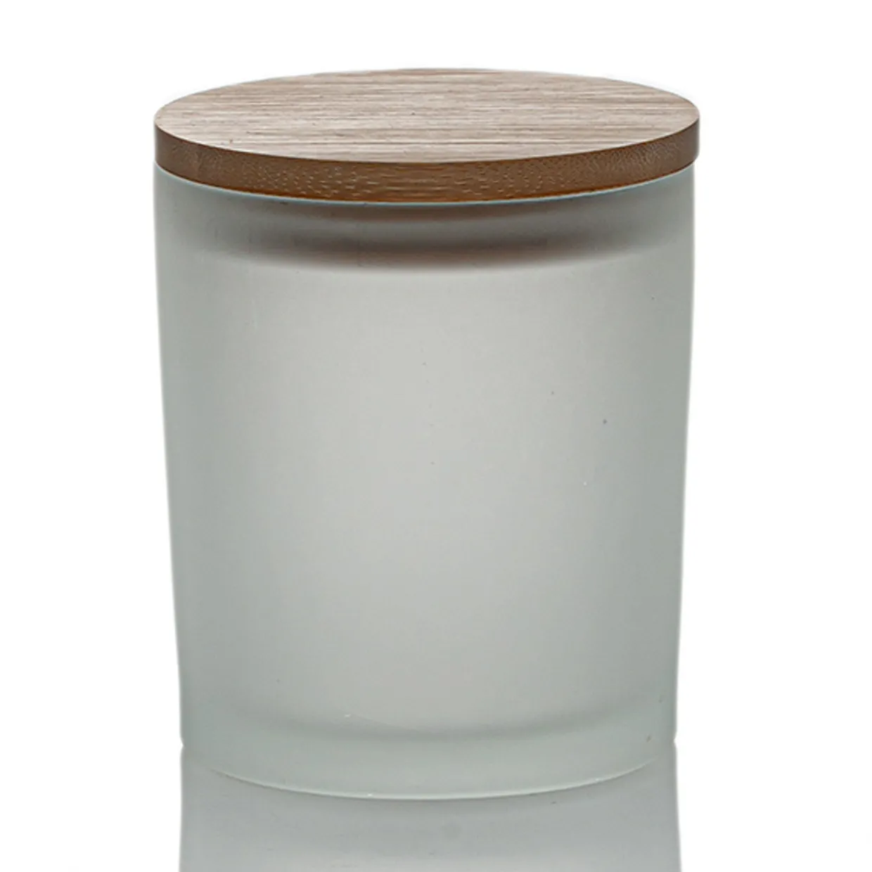 Jar Store Frosted White Colored Candle Jar 14.5 oz with Bamboo Lid | 12 Pack