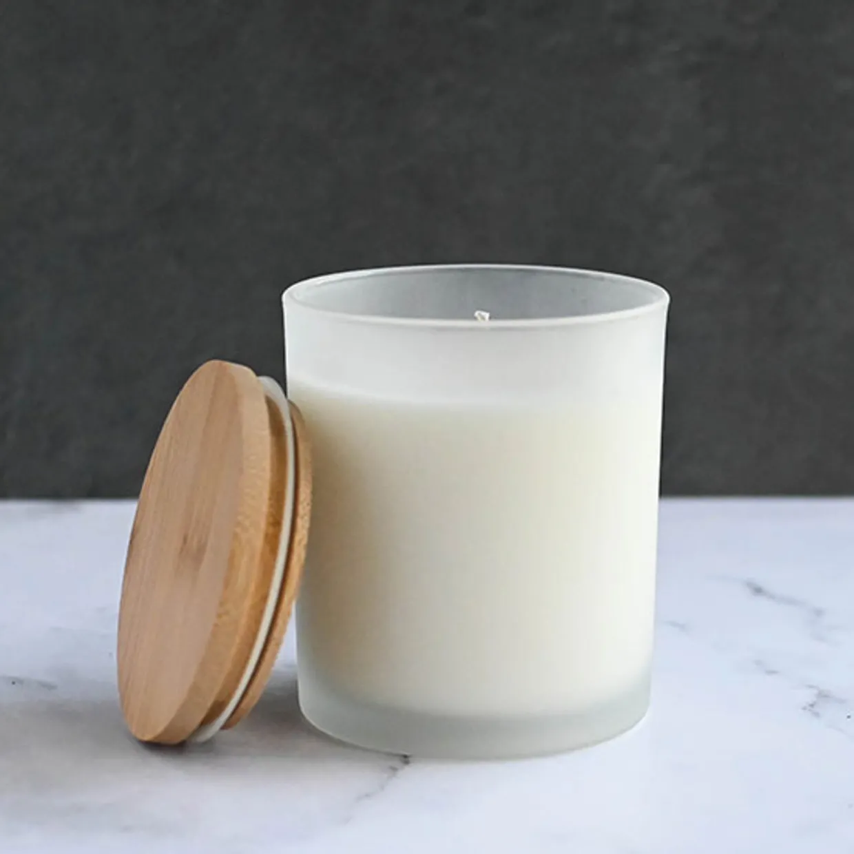 Jar Store Frosted White Colored Candle Jar 14.5 oz with Bamboo Lid | 12 Pack