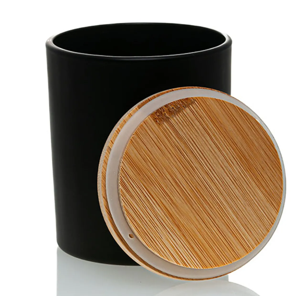 Jar Store Matte Black Colored Candle Jar - 14.5 oz with Bamboo Lid | 12 Pack