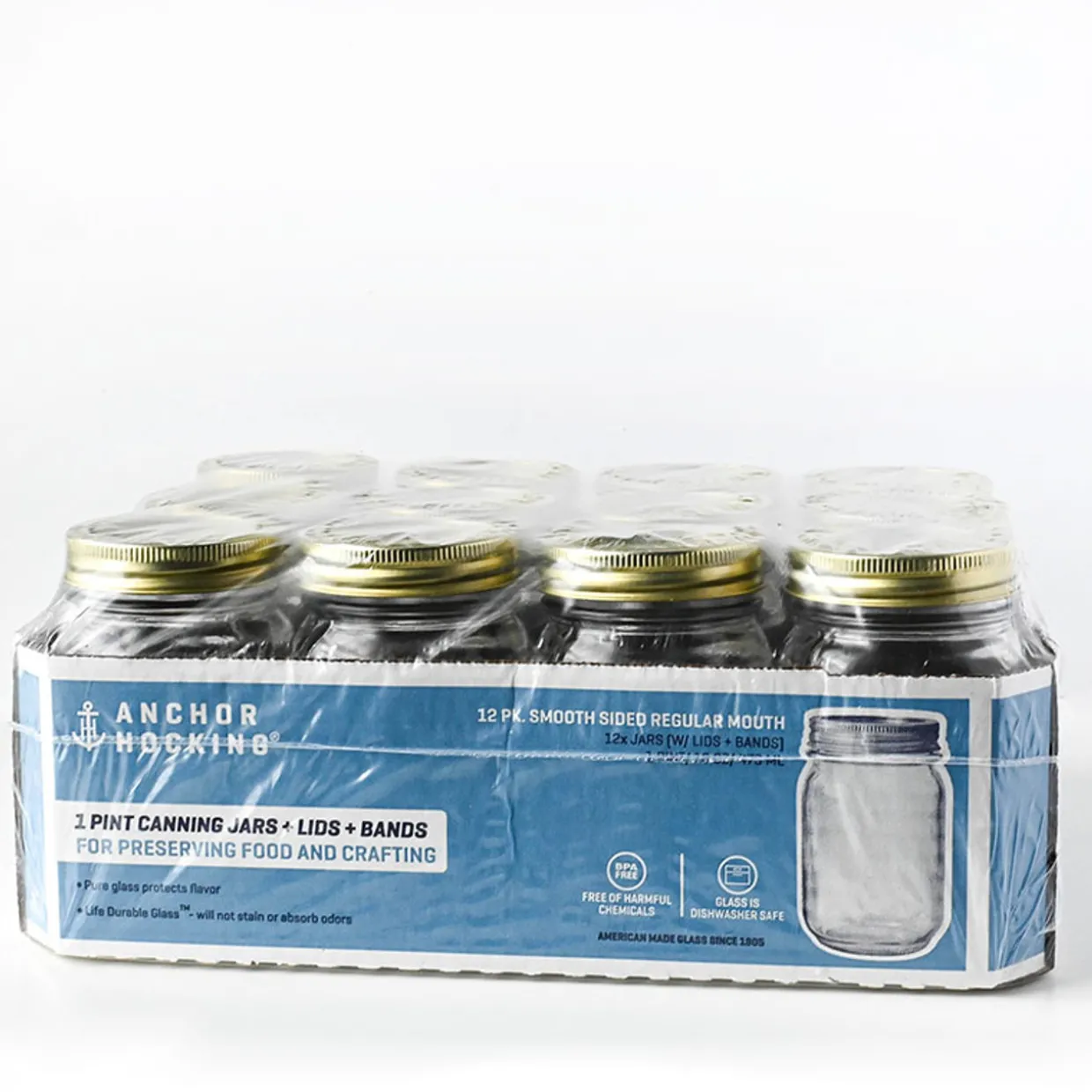 Jar Store 16 oz Anchor Canning Jar with 2 Piece Lid | 12 Pack