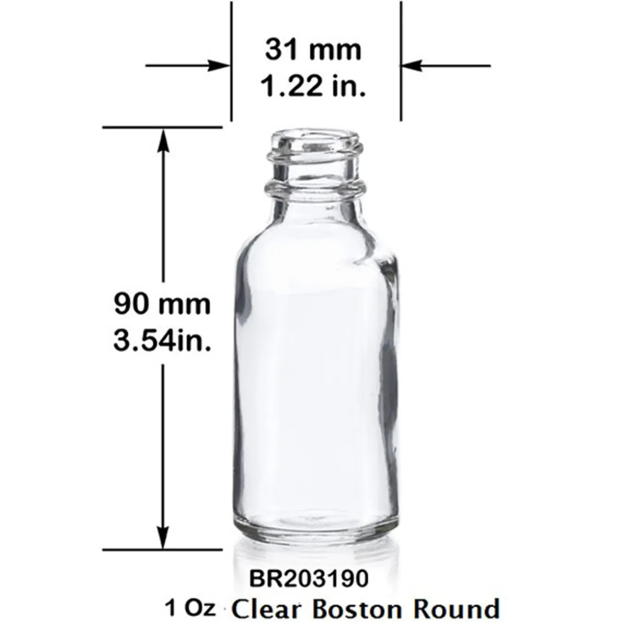 Jar Store 1 oz Clear Boston Round Bottle 20-400 | 25 Pack