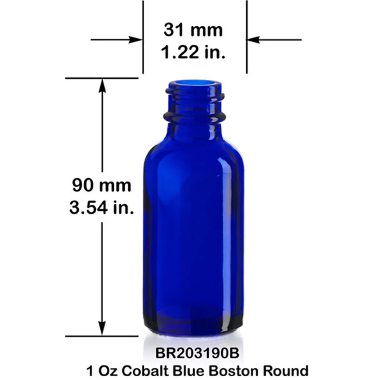 Jar Store 1 oz Cobalt Blue Boston Round Bottle 20-400 | 25 Pack