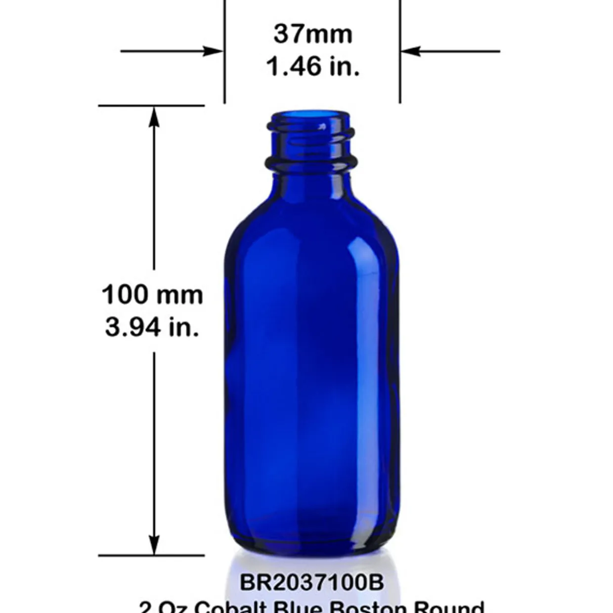 Jar Store 2 oz Cobalt Blue Boston Round Bottle 20-400 | 18 Pack