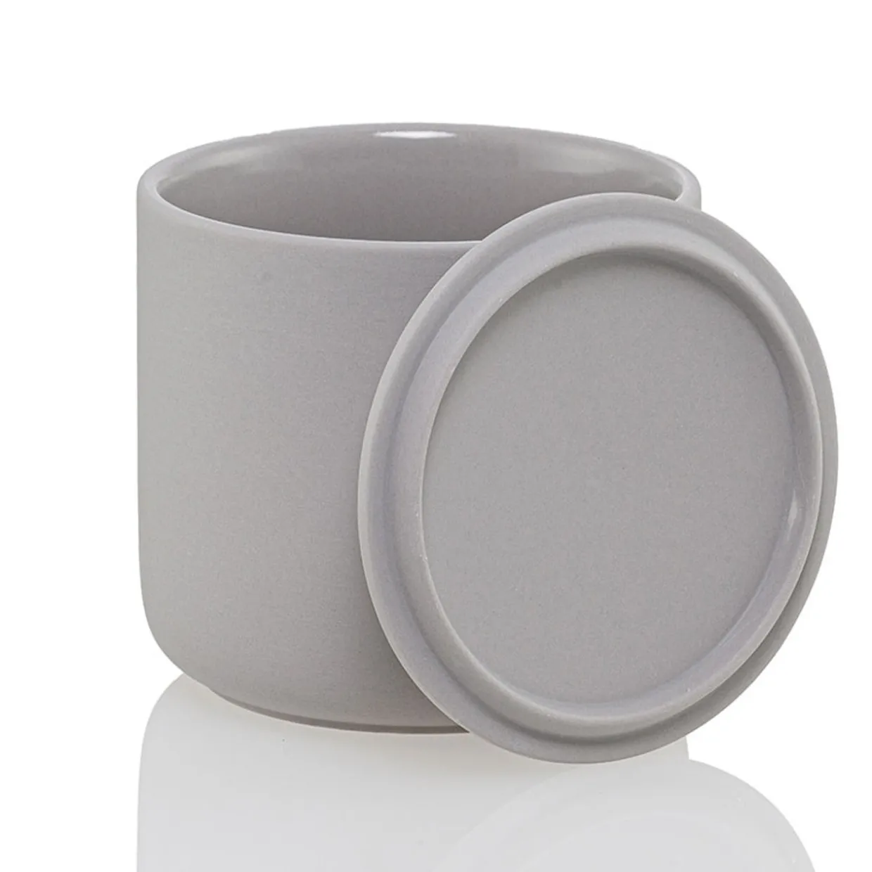 Jar Store 13.5 oz Gray Ceramic Candle Jar with Lid | 16 Pack