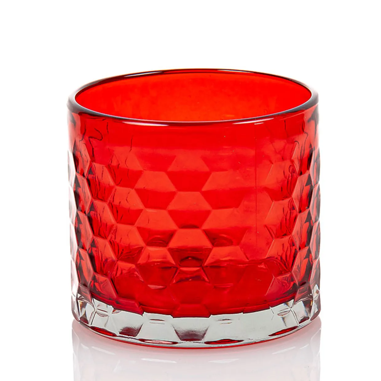 Jar Store 18 oz Red Libbey 3 Wick Hexagon Pattern Candle Jar | 12 Pack