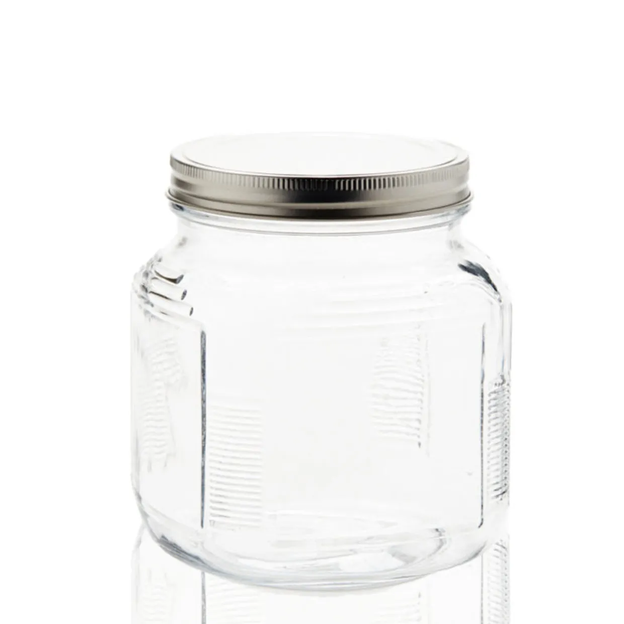 Jar Store 1 Quart Anchor Cracker Jar with Brushed Metal Cover | 4 Pack