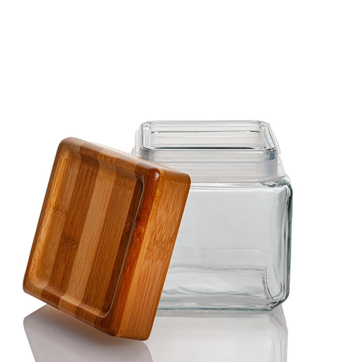 Jar Store 1 Quart Anchor Square Jar with Bamboo Lid