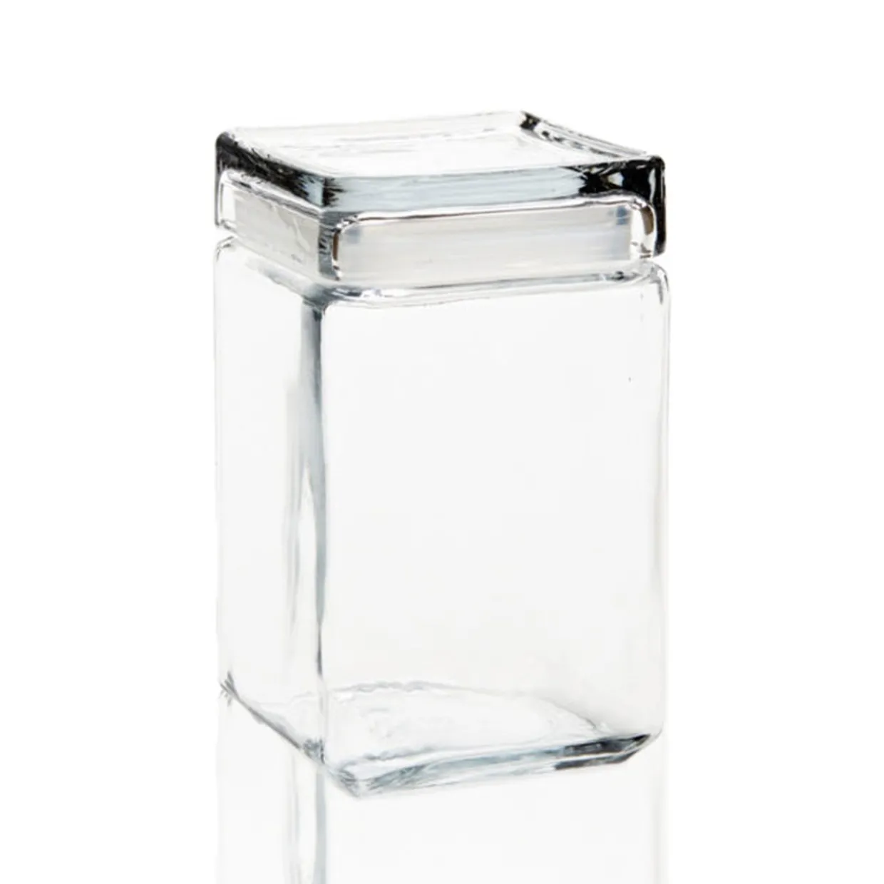 Jar Store 1 1/2 Quart Anchor Square Jar with Glass Lid | 4 Pack