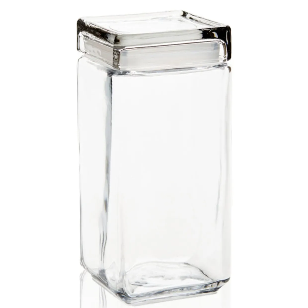 Jar Store 2 Quart Anchor Square Jar with Glass Lid | 4 Pack