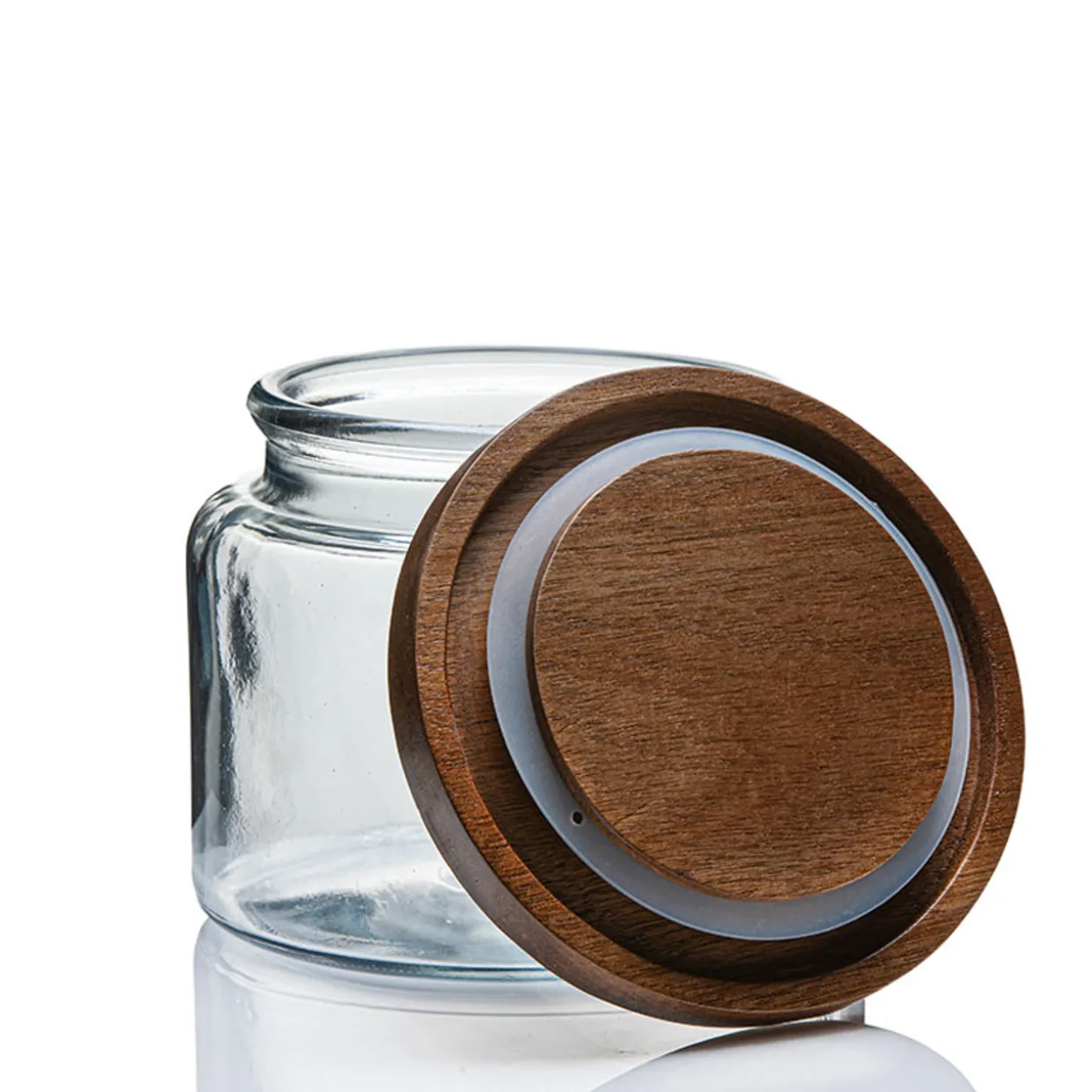 Jar Store 1 1/2 Quart Modern Montana Jar with Wooden Acacia Lid | 4 Pack