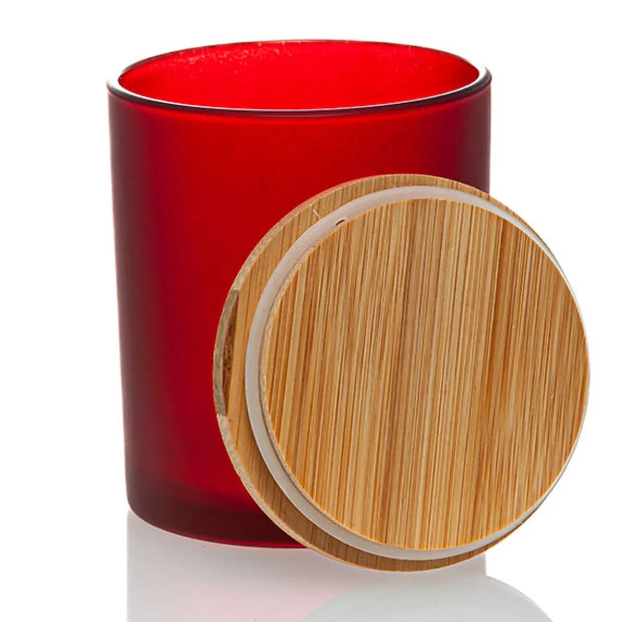 Jar Store Red Colored Candle Jar - 14.5 oz with Bamboo Lid | 12 Pack