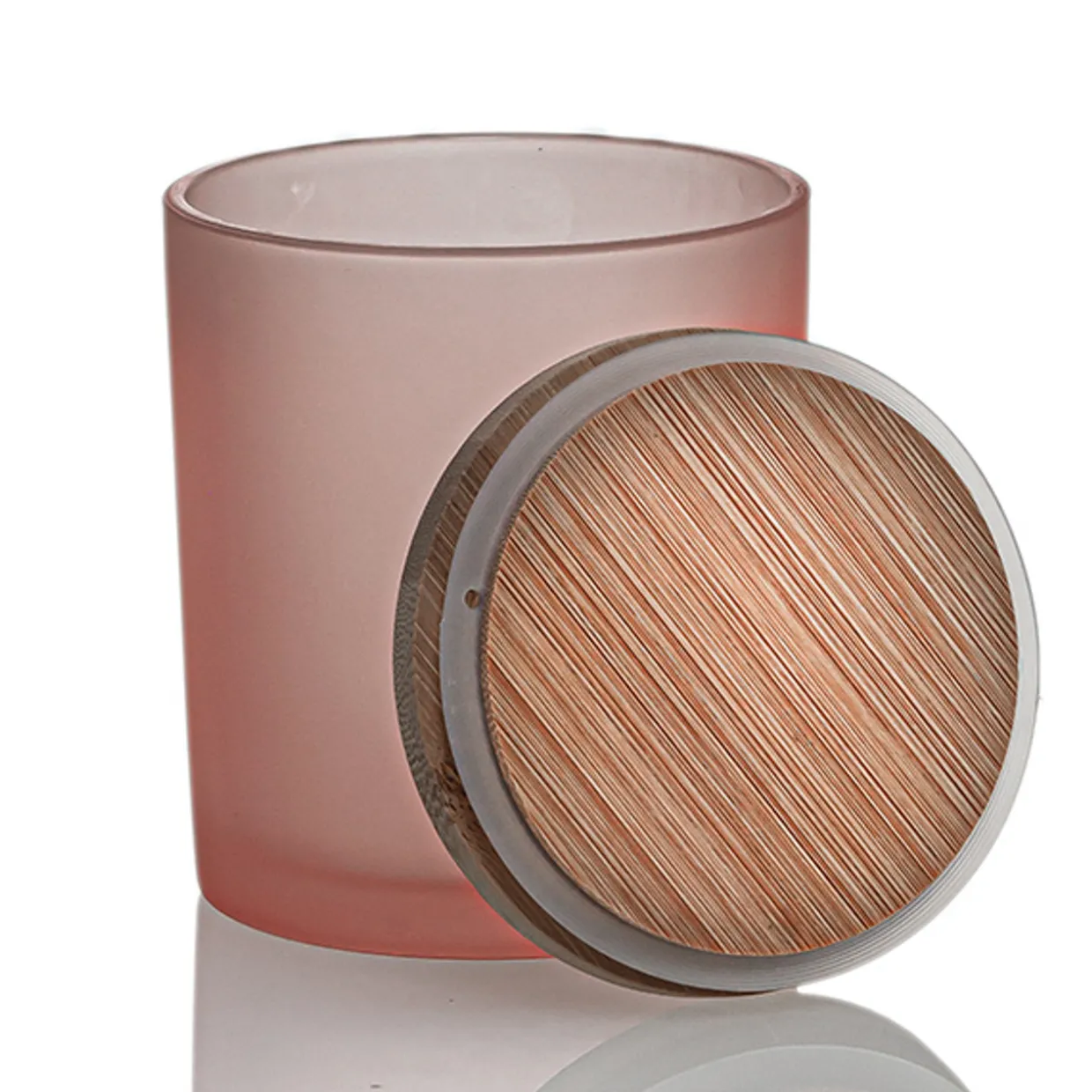 Jar Store Rose Pink Colored Candle Jar - 14.5 oz with Bamboo Lid | 12 Pack